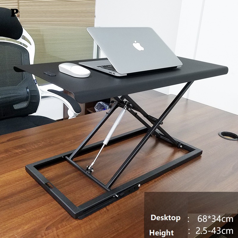 Office stand lift Height Adjustable Laptop Gas Spring Sit Stand Work Converter Desk Riser HWD-PXM001