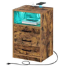 3 Drawers Bedside Nightstand with USB Charging Lamp HWD-GZDX02