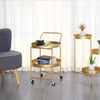 Metal Double Layers Sofa Side Table Storage Trolley Cart Coffee End Tables HWD-MH01